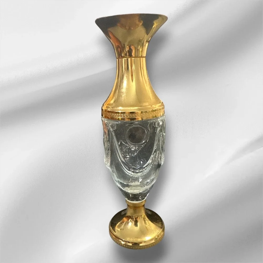 Vintage Italian Gold Tone Glass Decanter Pitcher‎ Dragon Handle 7.25